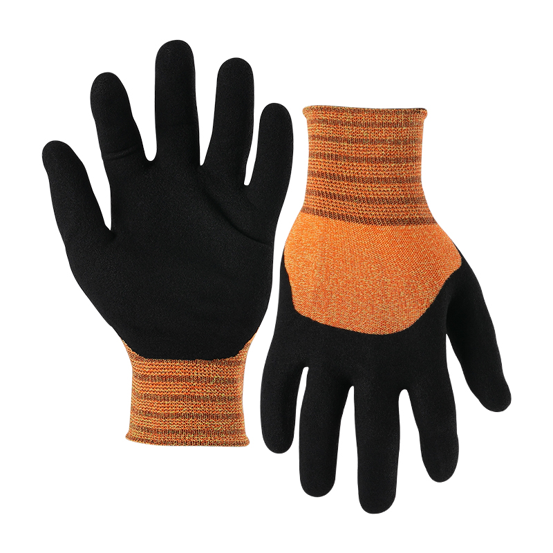 13G polyester shell nitrile sandy half coated gloves