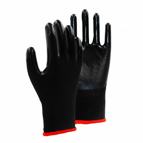 13G polyester/nylon shell nitrile smooth palm coated gloves
