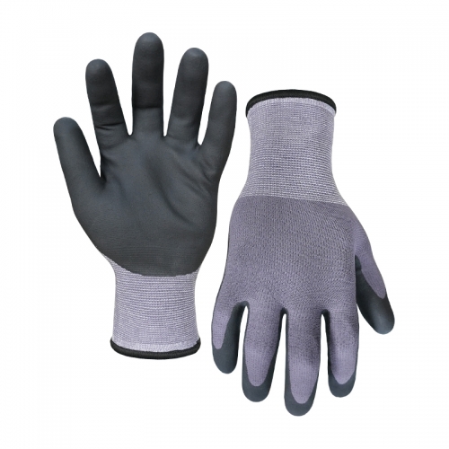 15G nylon/spandex/acrylic napping shell DexiFoam palm coated gloves