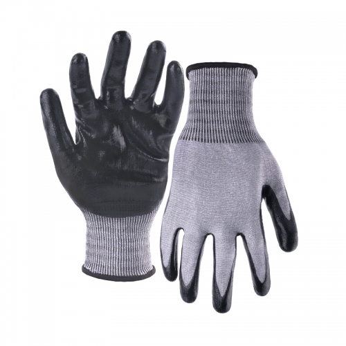 18G cut B/A2 nitrile smooth palm coated gloves-Glass fibre