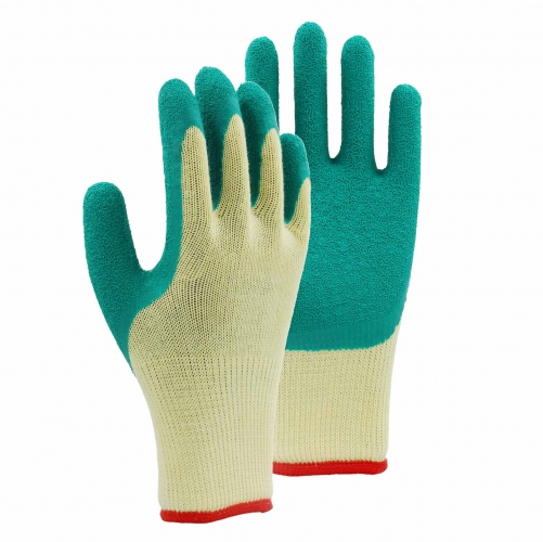10G polyester shell latex crinkle thumb coated gloves
