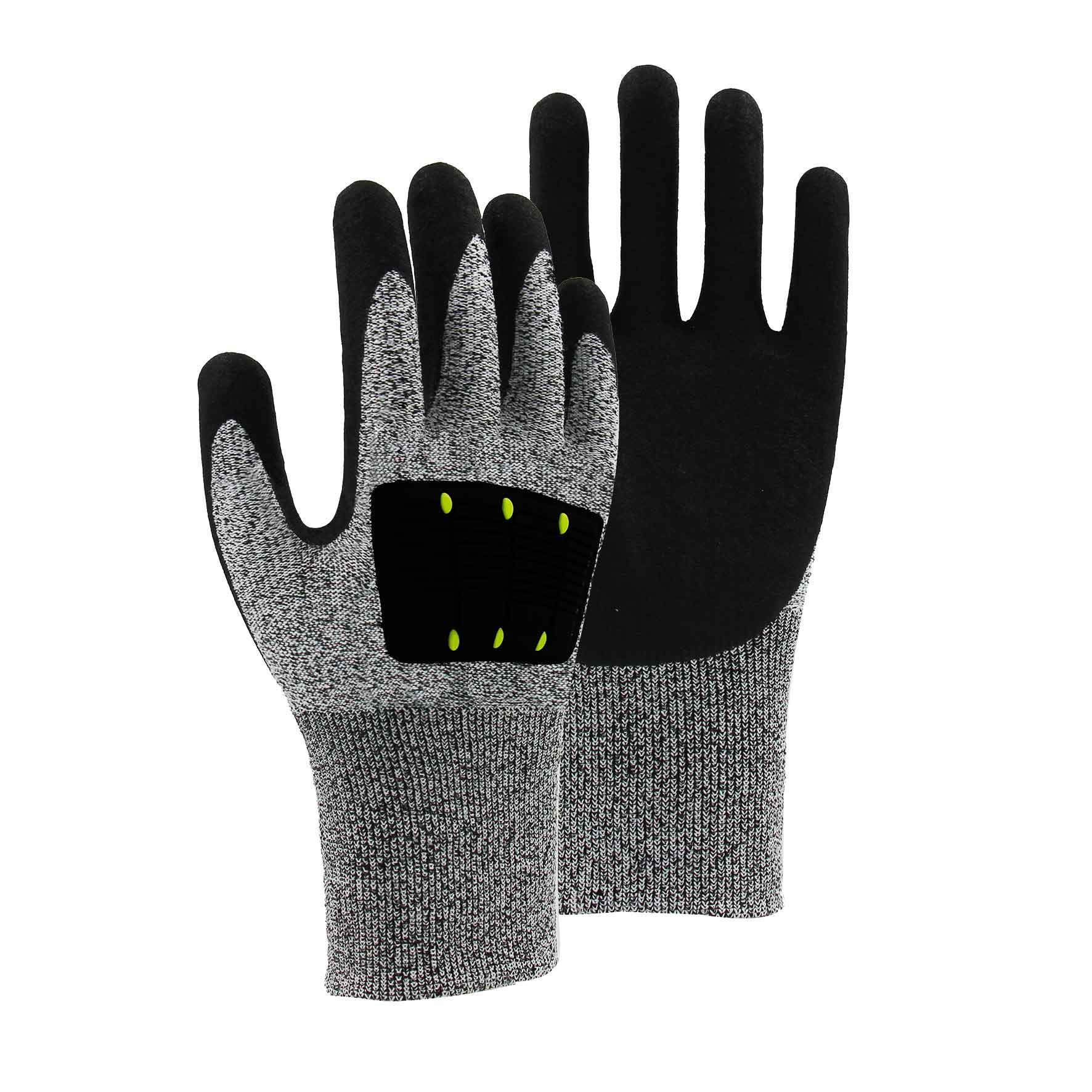 13G cut D/A4 nitrile sandy palm coated gloves with TPR-Glass Fibre