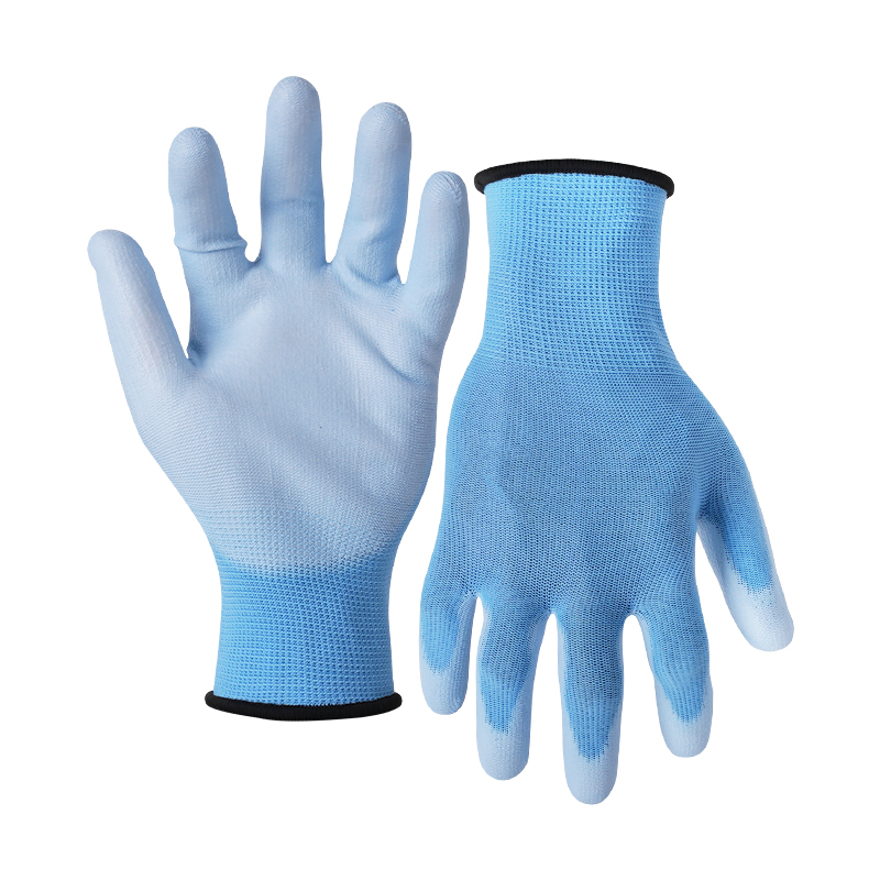 13G polyester shell PU palm coated gloves