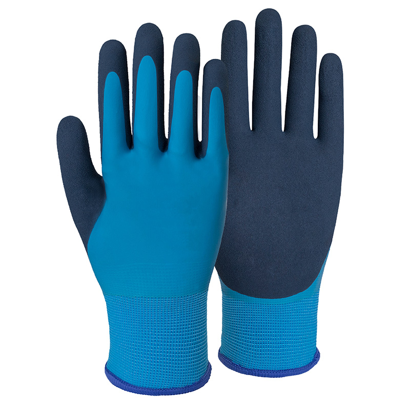 13G polyester/acrylic napping gloves with nitrile sandy double dipping(fully/thumb)