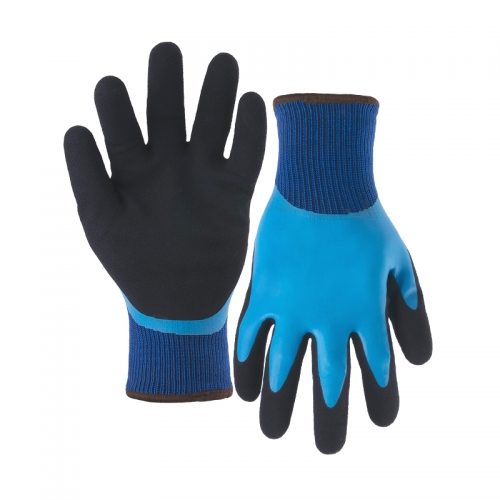 15G polyester/acrylic napping shell nitrile sandy double coated gloves(fully/palm)