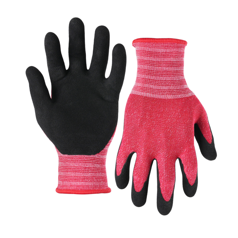 15G cool max shell latex sandy palm coated gloves