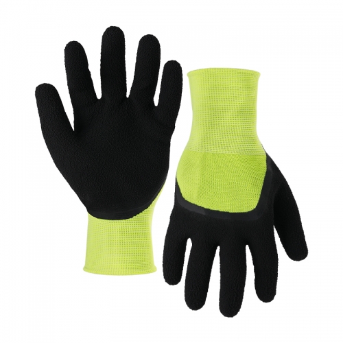 13G polyester/arylic shell latex foam half coated gloves