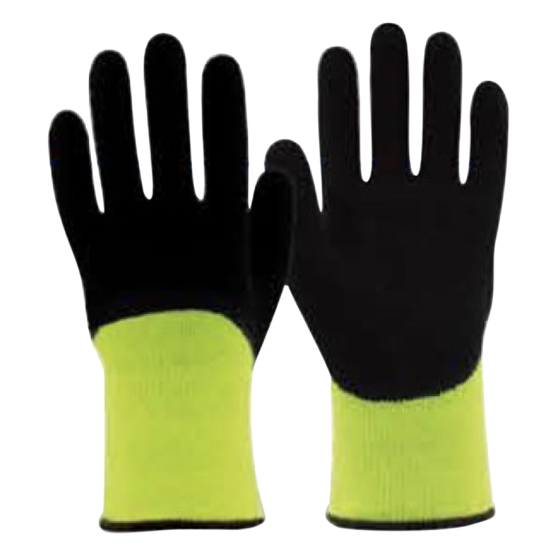 13G polyester/acrylic shell latex sandy half coated gloves
