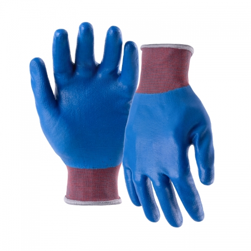 13G nylon shell nitrile smooth fully coated gloves