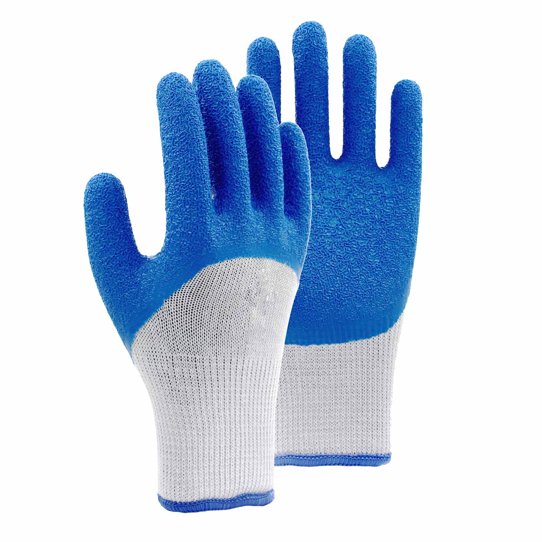 10G polyester shell latex crinkle half coated gloves