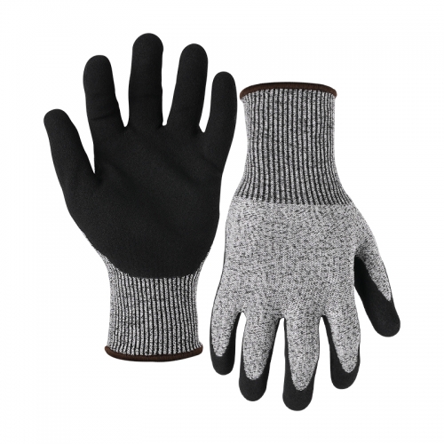 13G cut B/A2 latex sandy palm coated gloves