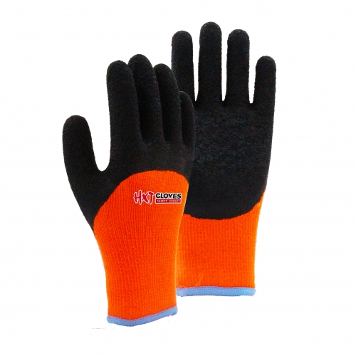 10G polyester terry shell latex crinkle half coated gloves