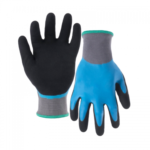 13G polyester/acrylic napping shell latex sandy double coated gloves(fully/palm)