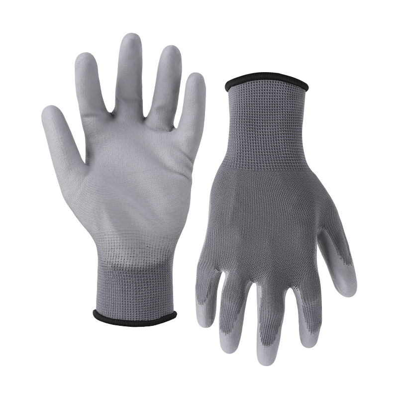 13G polyester shell PU palm coated gloves
