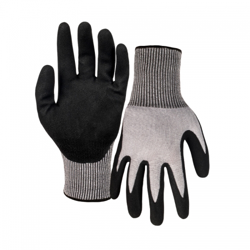 18G cut B/A2 nitrile sandy palm coated gloves-Glass and Steel Free
