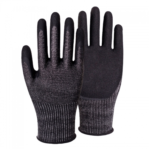 15G cut C/A3 nitrile sandy palm coated gloves - Steel