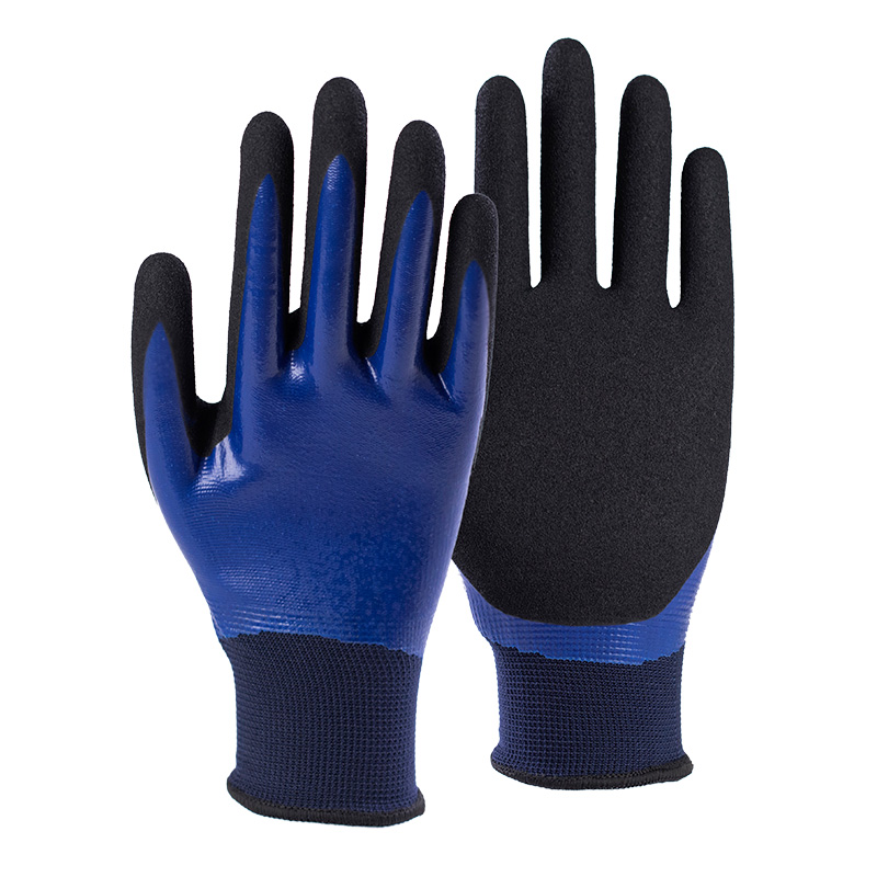 13G polyester/acrylic napping shell nitrile sandy double coated gloves(fully/palm)