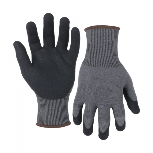15G cut E/A5 nitrile sandy palm coated gloves-Steel/Glass Fibre