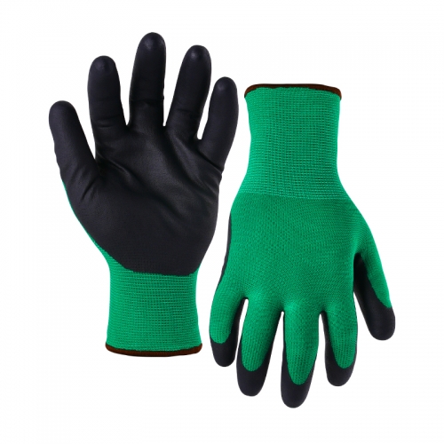 13G polyester/acrylic napping shell DexiFoam palm coated gloves