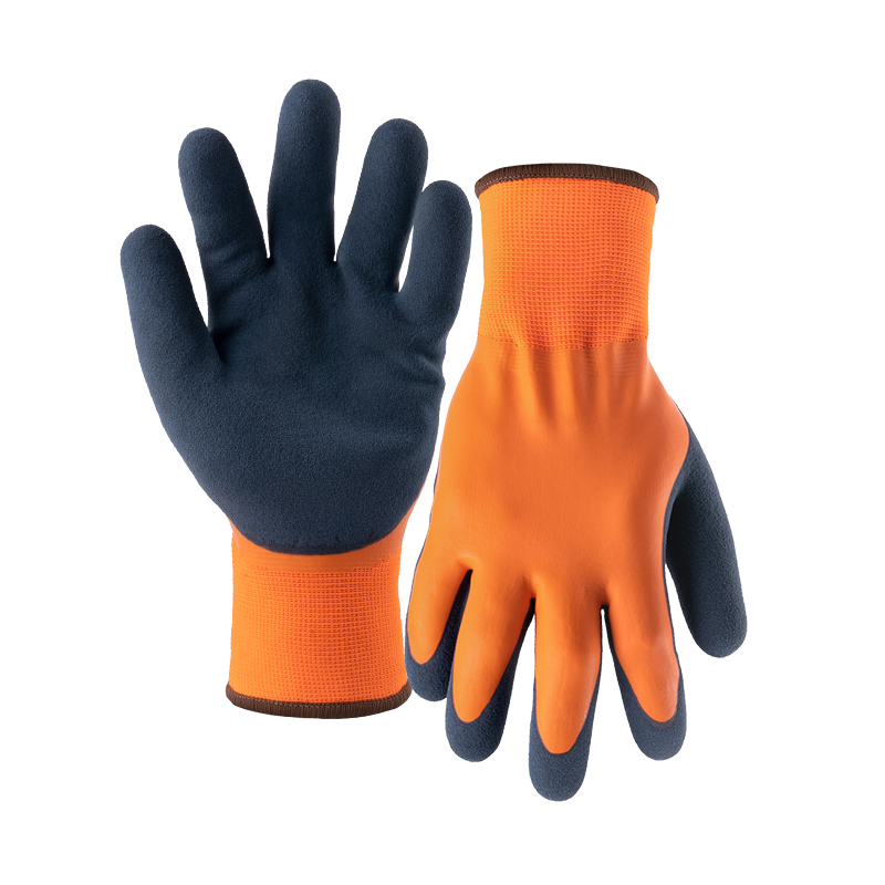 13G polyester/acrylic napping gloves with nitrile sandy double dipping(fully/thumb)