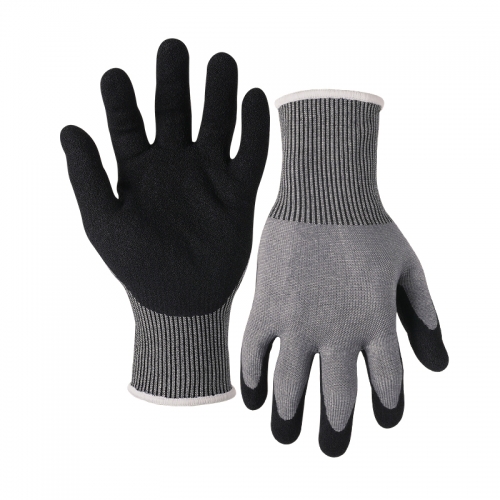 21G cut D/A4 nitrile sandy palm coated gloves-Steel