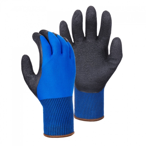 10G arylic napping shell latex crinkle thumb coated gloves