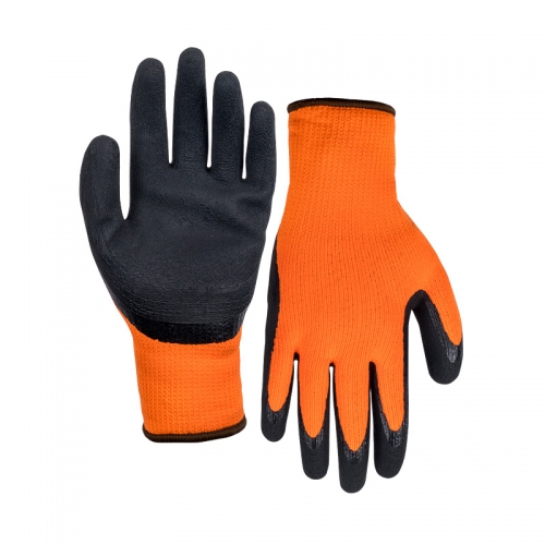 13G polyester/acrylic napping shell latex foam palm coated gloves