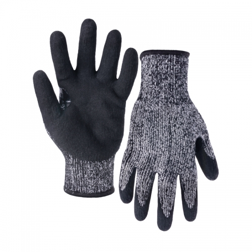 7G Arylic/HPPE napping shell nitrile sandy palm coated gloves