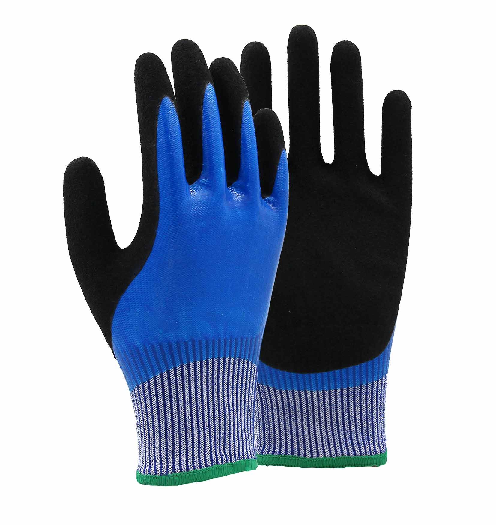 13G polyester shell nitrile sandy double coated gloves(fully/thumb)