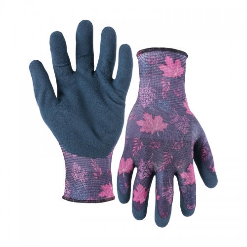 13G printing polyster shell latex sandy palm coated gloves