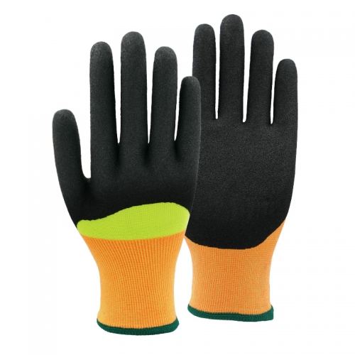 13G nylon/acrylic napping shell nitrile sandy half coated gloves