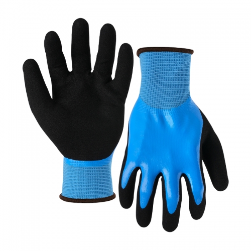 13G polyester shell nitrile sandy double coated gloves(fully/thumb)