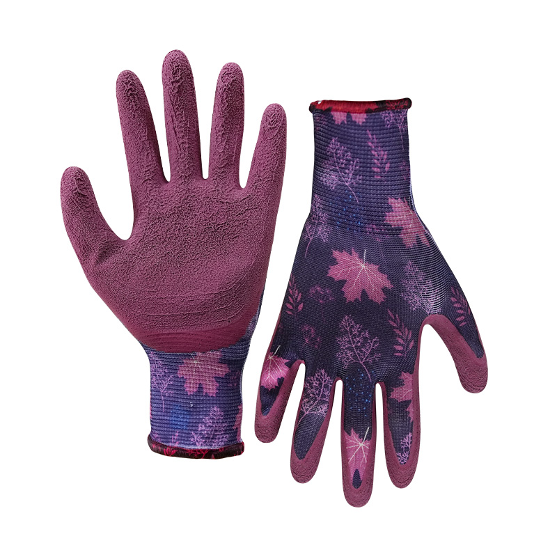 13G printing polyester shell latex foam palm coated gloves