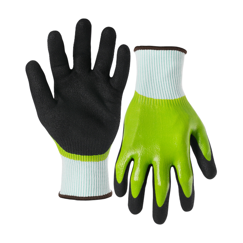 13G cut D/A4 nitrile sandy double coated gloves(fully/palm)-Glass Fibre
