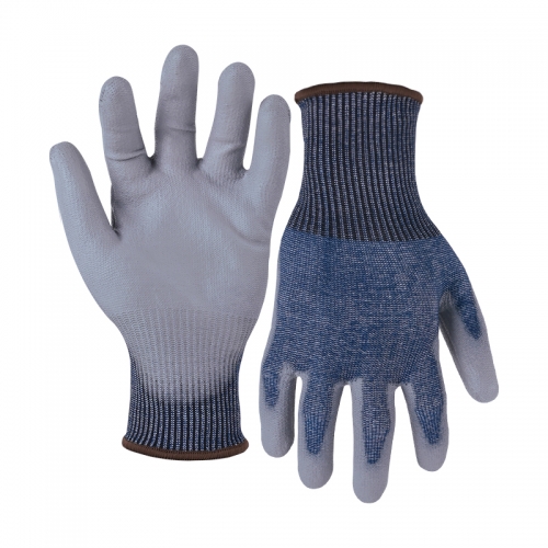 13G cut F/A6 PU palm coated gloves - Steel