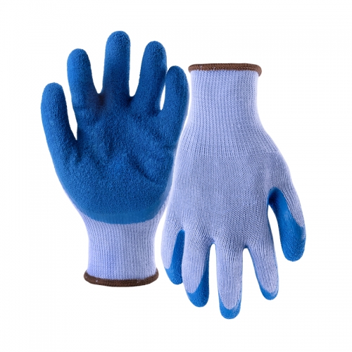 10G polyester shell latex crinkle palm coated gloves