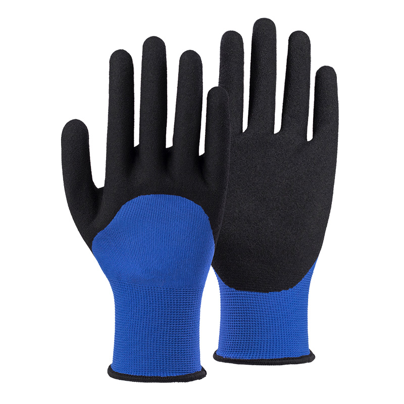 13G polyester shell nitrile sandy half coated gloves