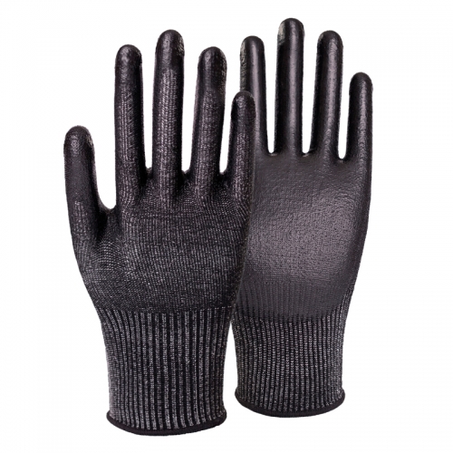 18G cut C/A3 PU palm coated gloves-Steel