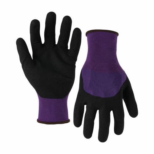 13G polyester shell nitrile sandy half coated gloves