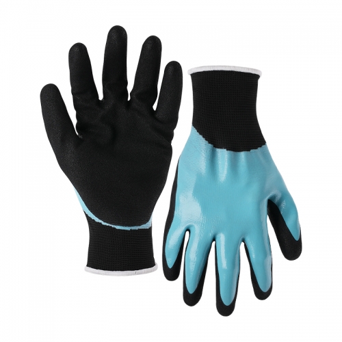 13G polyester/acrylic napping shell nitrile sandy double coated gloves(fully/palm)