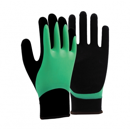 15G nylon shell latex sandy double coated gloves(fully/thumb)