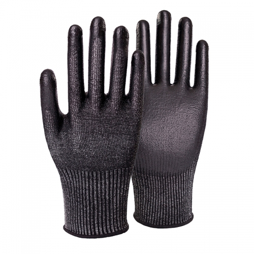 15G cut C/A3 PU palm coated gloves-Steel