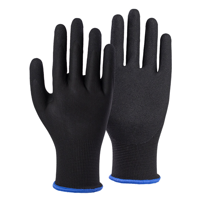 13G polyester/spandex shell nitrile sandy palm coated gloves