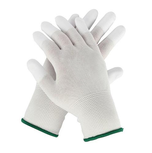 13G nylon shell PU coated gloves with finger tips