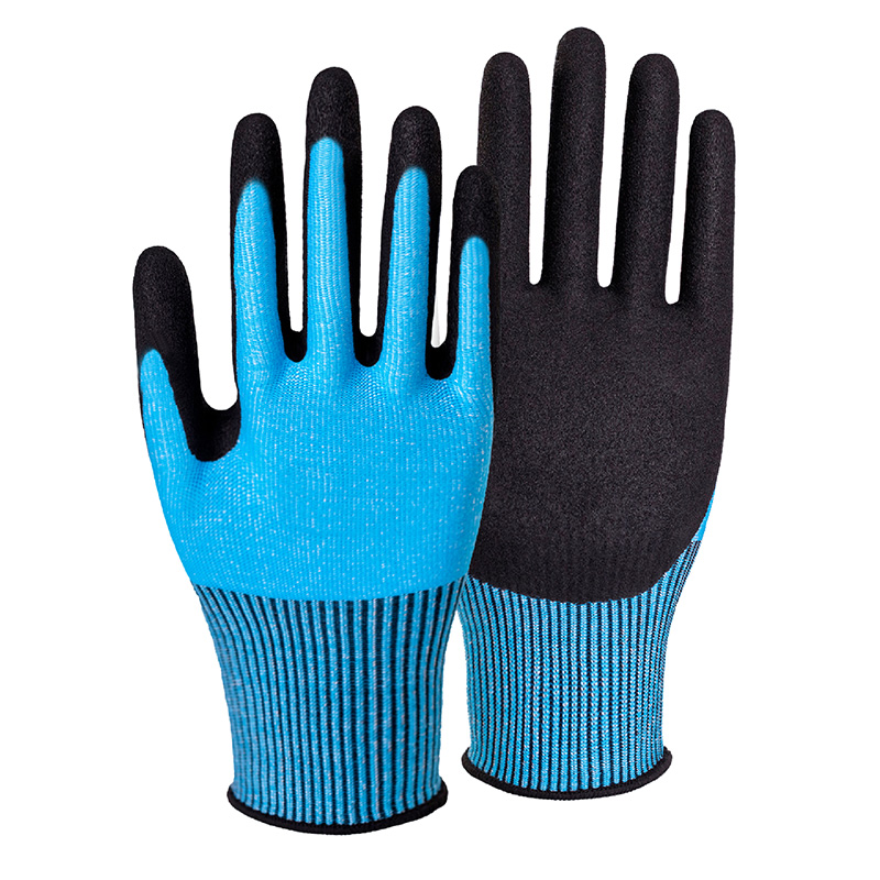 13G cut B/A2 latex sandy palm coated gloves-Glass Fibre