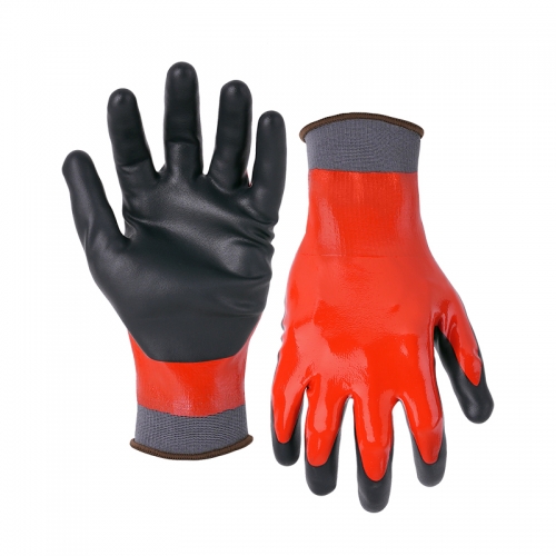 18G nylon/spandex shell GripFoam double coated gloves(fully/palm）