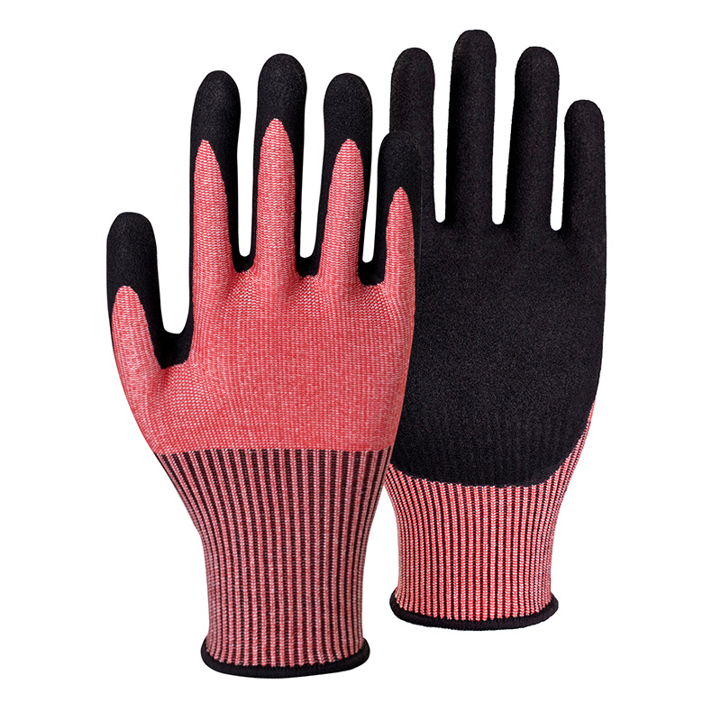 13G cut F/A6 nitrile sandy palm coated gloves-Steel