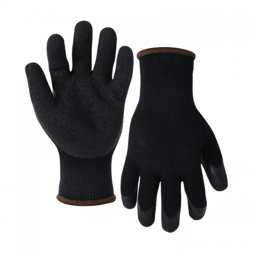 7G acrylic napping shell latex crinkle palm coated gloves