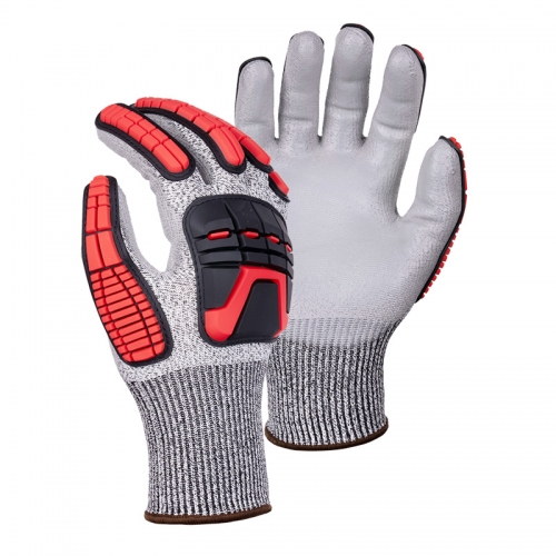 13G cut C/A3 PU palm coated gloves with sewing TPR-Glass Fibre
