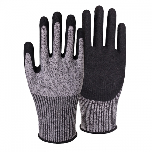 13G cut C/A3 nitrile sandy palm coated gloves-Glass and Steel Free
